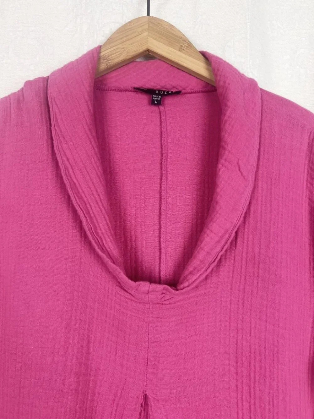 Kozan Harley gauzy cotton midi dress Raspberry Pink oversized lagenlook boho L - Picture 3 of 10
